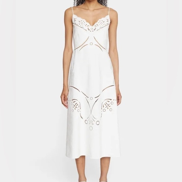 Chloe Eyelet Canvas Sundress in Iconic Milk